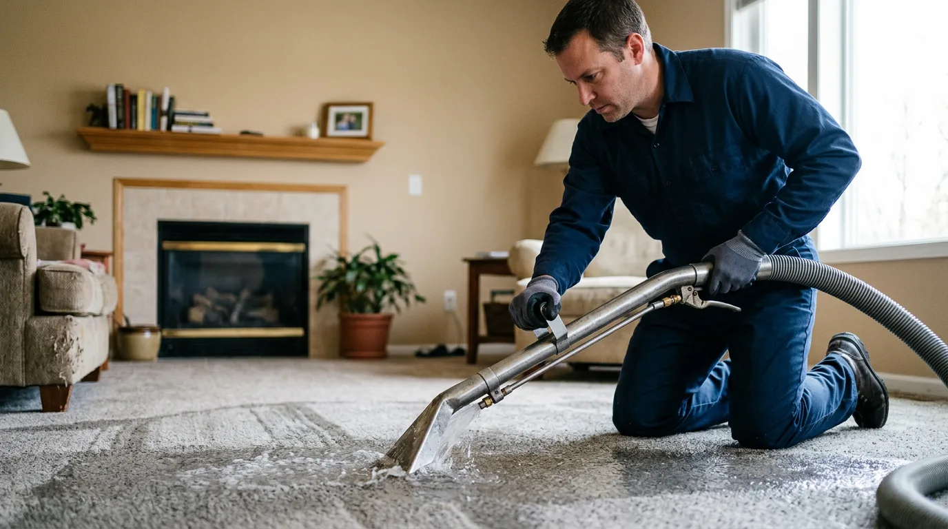 Water damage restoration technician working near Mansfield, WA